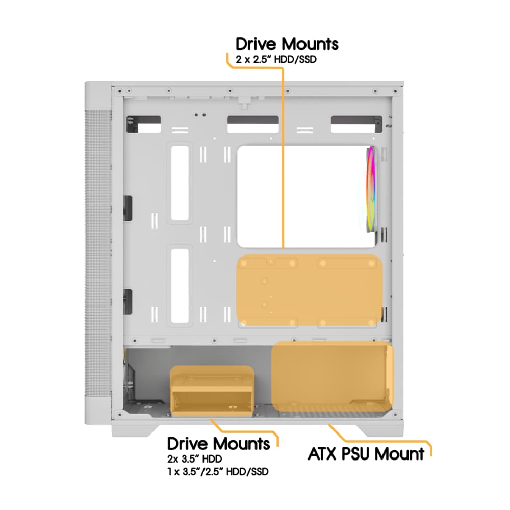 Vida Zephyr V2 Micro-ATX ARGB Tempered Glass Gaming PC Case - White - Image 9