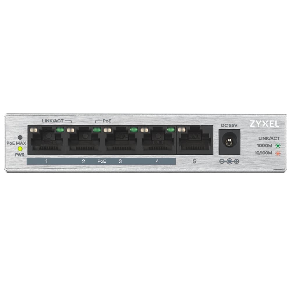 Zyxel GS1005HP-GB0101F 10 Gbit/s Unmanaged 5 x Gigabit Ethernet RJ45 Network Switch