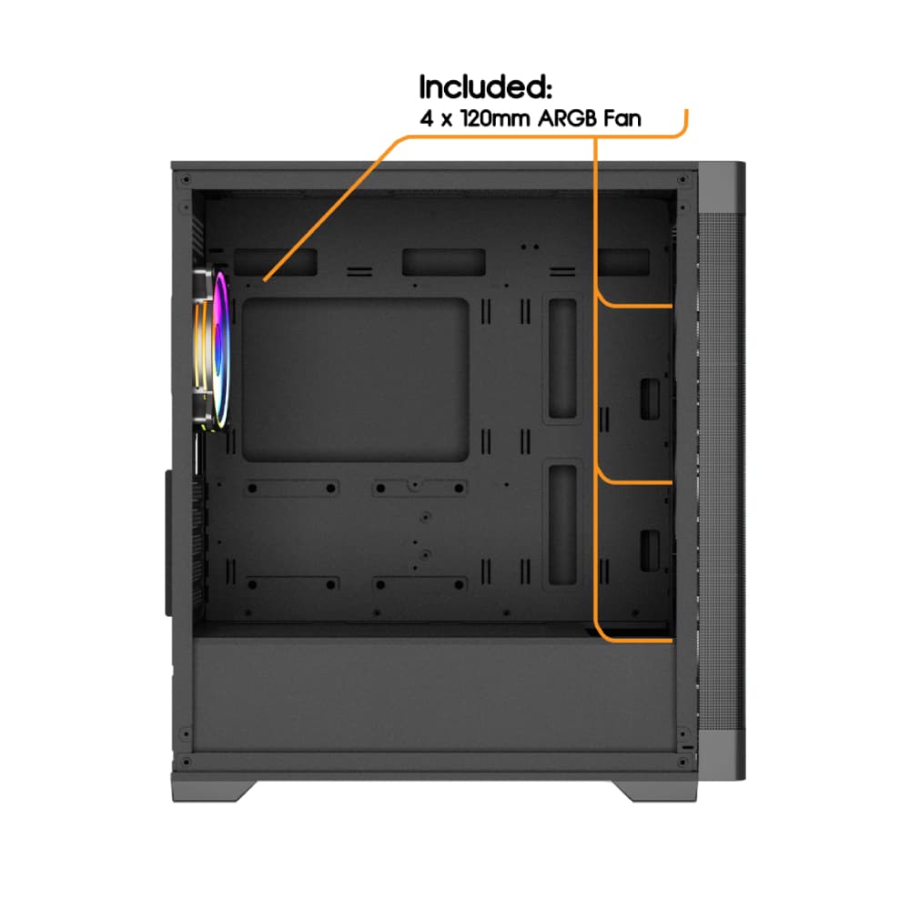 Vida Zephyr V2 Micro-ATX ARGB Tempered Glass Gaming PC Case - Black - Image 10