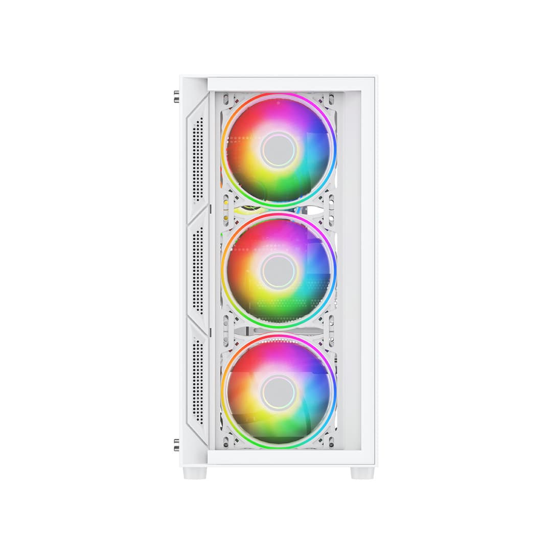 Vida Lucid Micro-ATX Tower Tempered Glass Gaming PC Case - White - Image 4