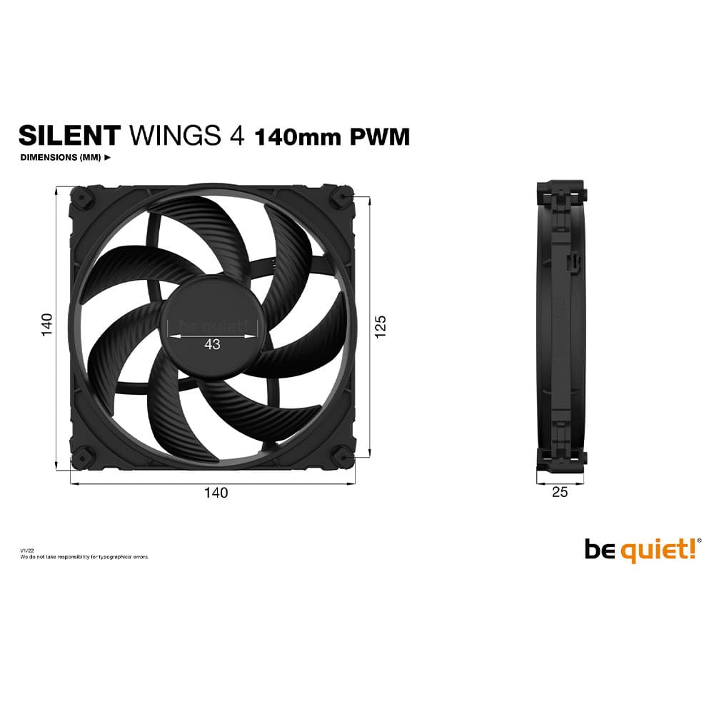 be quiet! Silent Wings 4 140mm PWM high-speed 6-Pole Fan Motor Technology 4-pin PWM PC Fan - Image 1