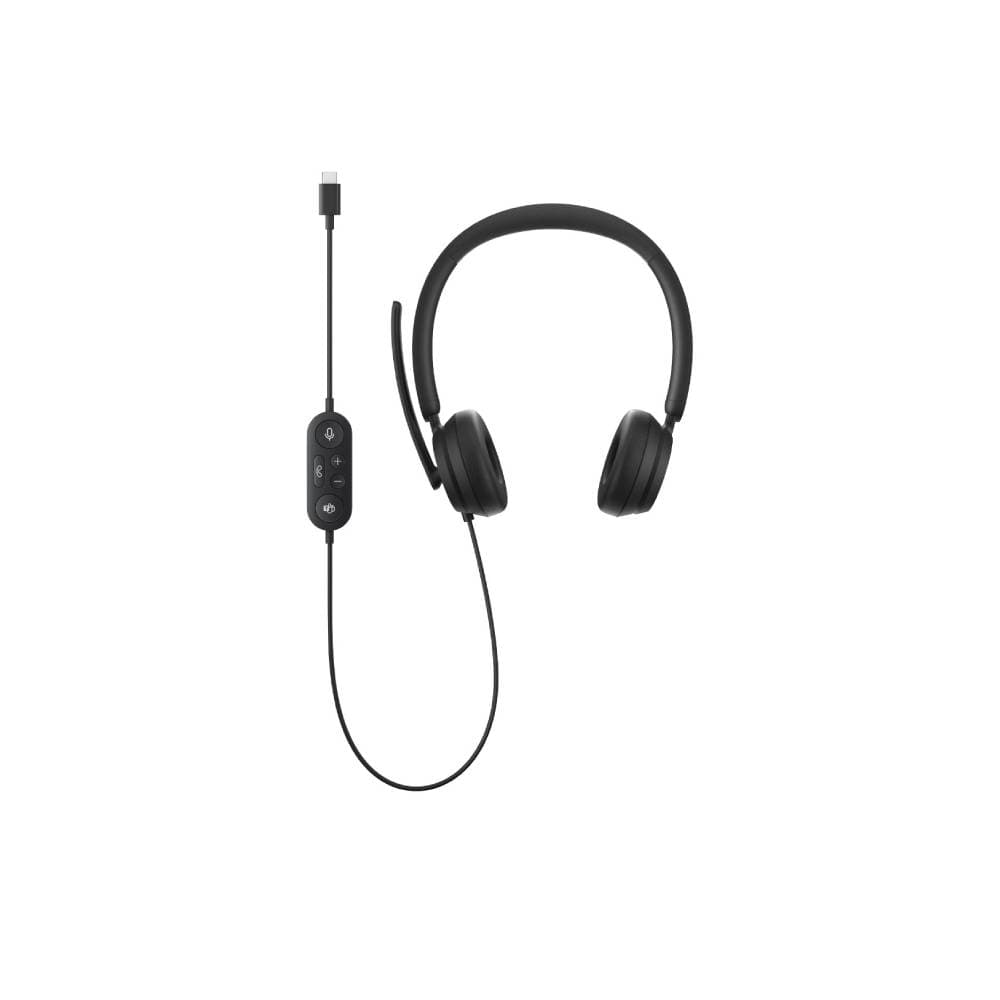 Microsoft Modern USB C Wired Headset Noise Reduction Boom Mic Black - I6N-00001 - Image 1