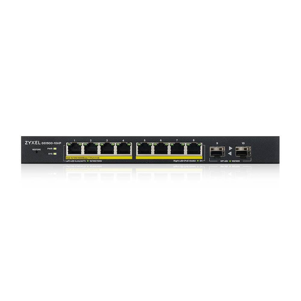 Zyxel GS1900-10HP-GB0102F 20 Gbit/s Managed 8 x Gigabit Ethernet RJ45+SFP Ports Network Switch - Image 1