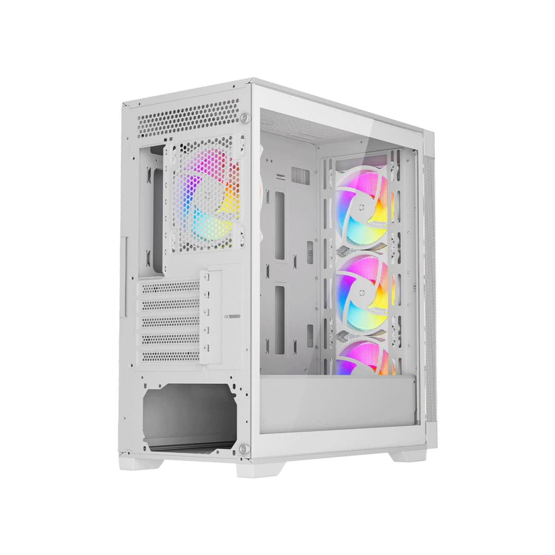 Vida Zephyr V2 Micro-ATX ARGB Tempered Glass Gaming PC Case - White - Image 5
