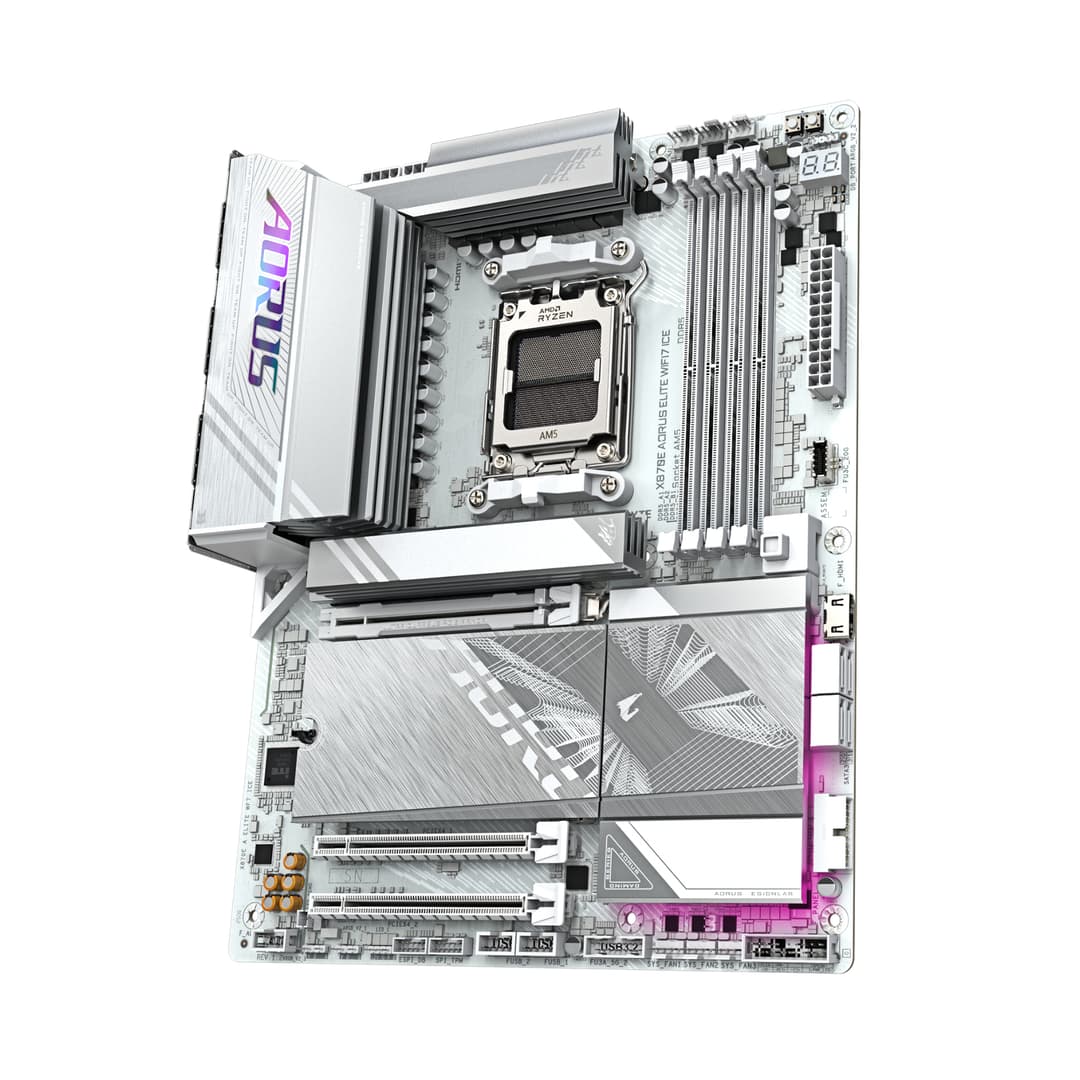 GIGABYTE X870E AORUS ELITE WIFI7 ICE AMD X870E ATX AM5 Motherboard - White - Image 1