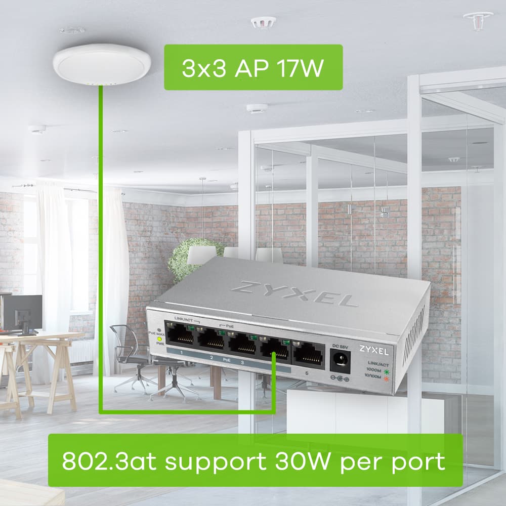 Zyxel GS1005HP-GB0101F 10 Gbit/s Unmanaged 5 x Gigabit Ethernet RJ45 Network Switch - Image 3