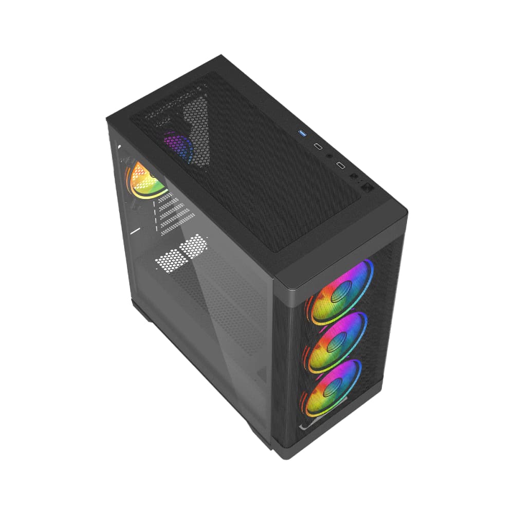 Vida Zephyr V2 Micro-ATX ARGB Tempered Glass Gaming PC Case - Black - Image 6
