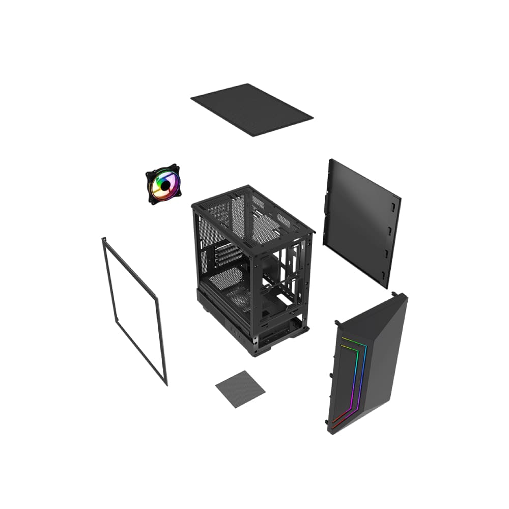 Vida Apollo M Micro-ATX Tempered Glass Gaming PC Case - Black - Image 6