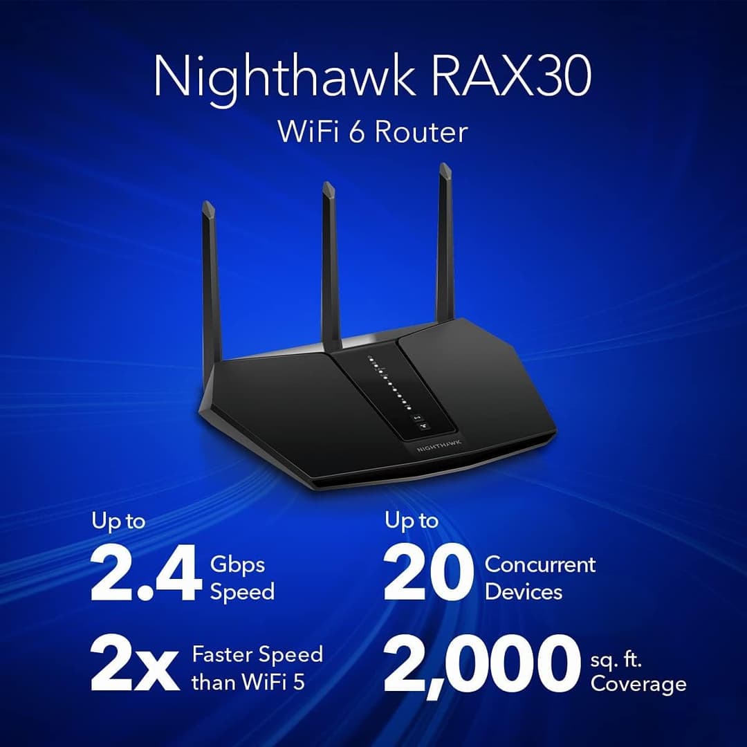 Nighthawk Rax30 NETGEAR Nighthawk RAX30 AX/5-Stream AX2400 WiFi 6 Router Wireless ...