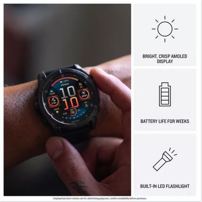 Garmin Fenix 8 AMOLED Smart Watch 47mm – Slate Grey with Black Silicone Band