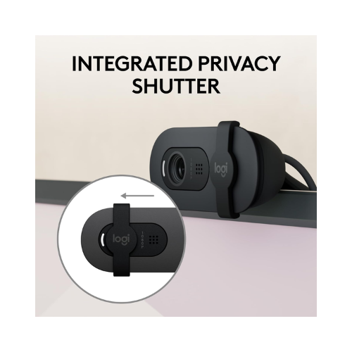 Logitech Brio 100 Full HD Webcam for Meetings and Streaming with Built-In Mic and Auto-Light Balance