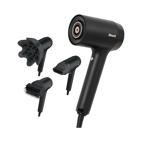 Shark STYLE iQ Hair Dryer & Styler 3-in-1 Style Brush Airflow Settings Black Rose Gold - HD120UK