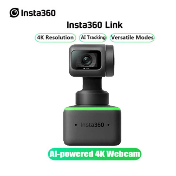 Insta360 Link – 4K AI Webcam with PTZ, Gesture Control & HDR for Streaming & Video Calls - Black