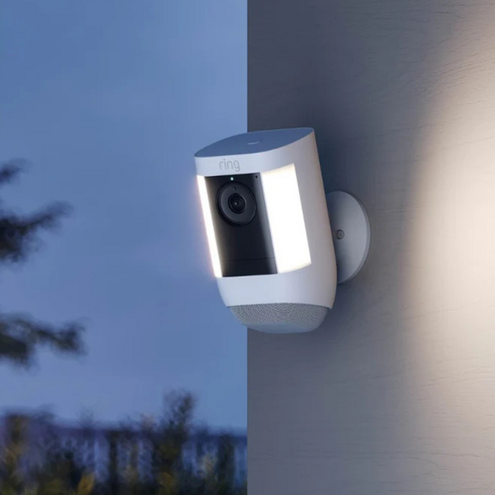Ring Spotlight Cam Pro Battery – 2K HD Security Camera with LED Spotlights – White