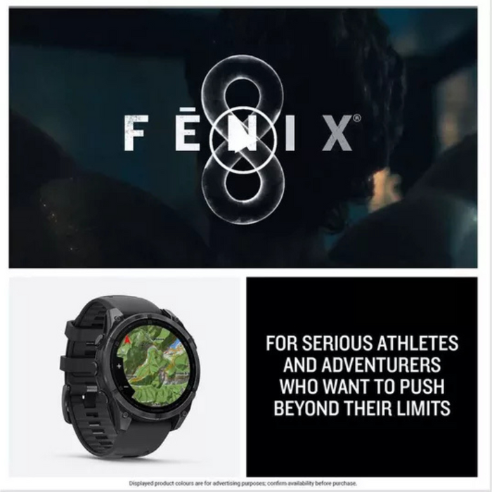 Garmin Fenix 8 AMOLED Smart Watch 47mm – Slate Grey with Black Silicone Band