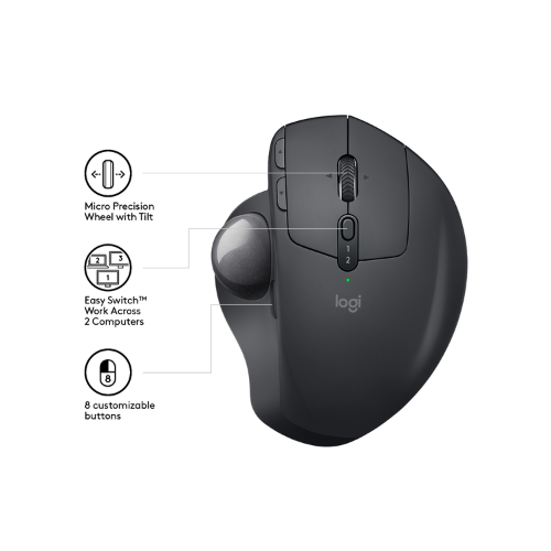 Logitech MX Ergo Wireless Trackball Mouse - Right-hand RF Wireless + Bluetooth