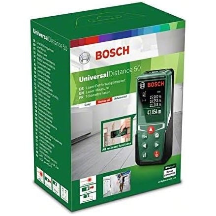 Refurbished Bosch laser measure Universal Distance 50 Flexible measuring Green Boxed Grade A