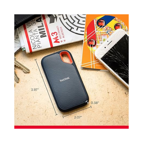 SanDisk 2TB Extreme Portable SSD External USB Drive - C NVMe SSD - up to 1050 MB/s