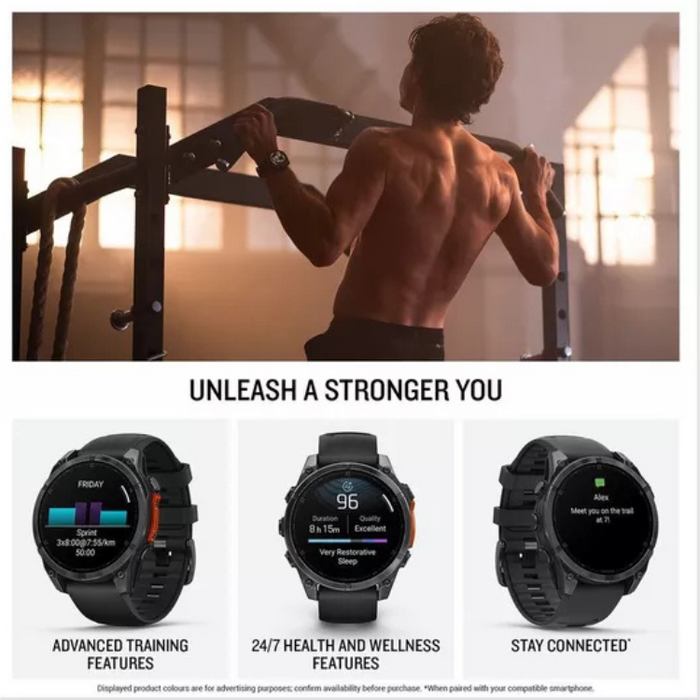 Garmin Fenix 8 AMOLED Smart Watch 47mm – Slate Grey with Black Silicone Band