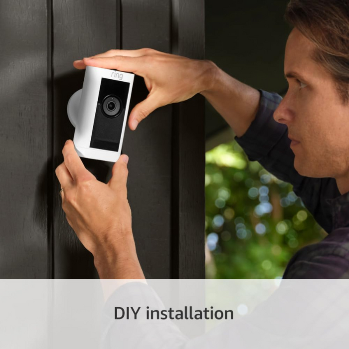 Ring Outdoor Battery Camera Pro (Stick Up Cam) – Battery-Powered Smart Wireless Security Camera - White