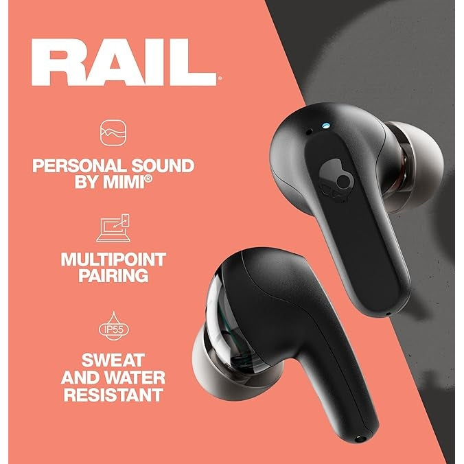 Skullcandy Rail In-Ear Wireless Earbuds - Black