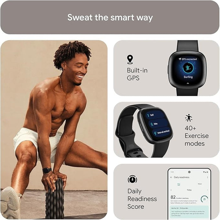 Fitbit Versa 4 Fitness Smartwatch GPS 6-Day Battery Android & iOS Compatible - Black