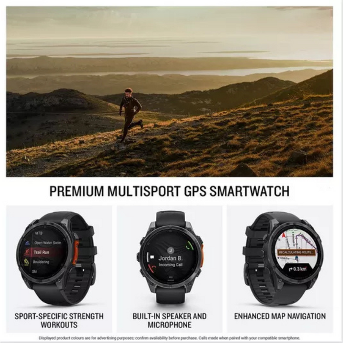 Garmin Fenix 8 AMOLED Smart Watch 47mm – Slate Grey with Black Silicone Band