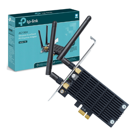 TP-Link AC1300 Dual Band PCI-E Wi-Fi Adapter for Desktop – Archer T6E with Dual Antennas & Heat Sink