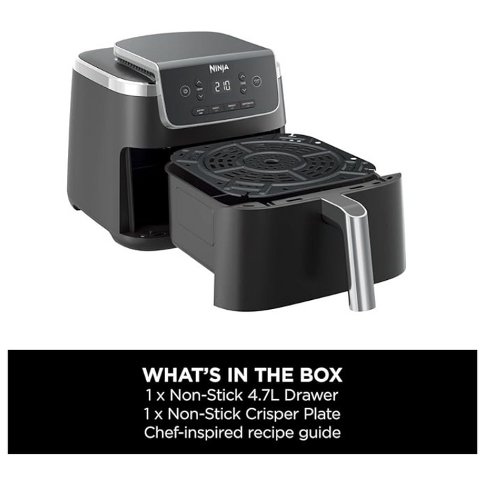 Ninja Air Fryer PRO AF140UK – 4.7L Single Drawer, Digital Controls, 4 Cooking Functions, Black