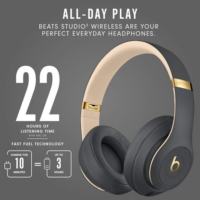 Beats Studio3 Wireless Noise Cancelling Over-Ear Headphones Apple W1 Headphone Chip, Class 1 Bluetooth