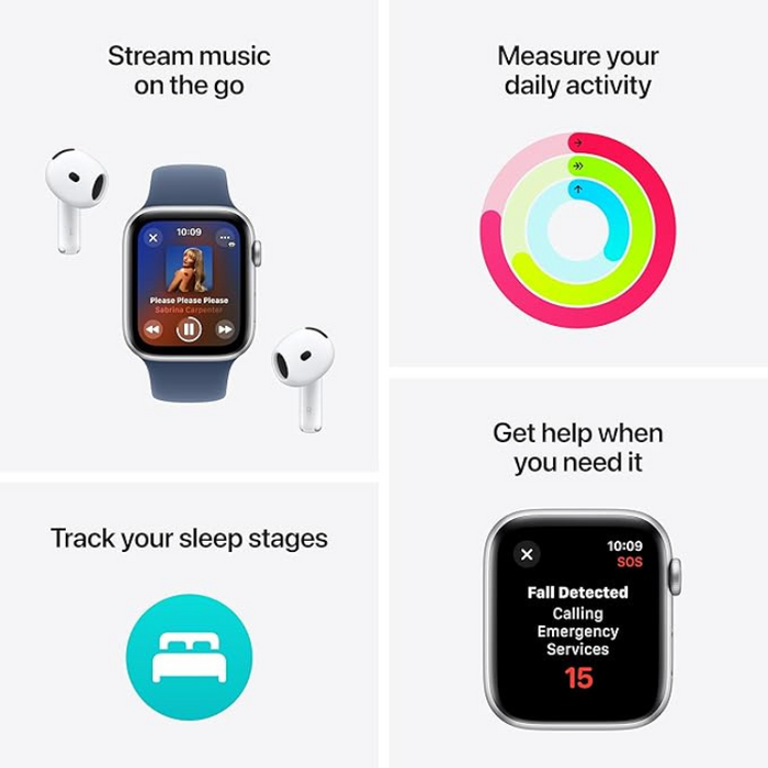 Apple Watch SE (2nd Gen) GPS, 40mm – Midnight Aluminum Case with Midnight Sport Band (S/M), Fitness & Sleep Tracker, Crash Detection, Heart Rate Monitor