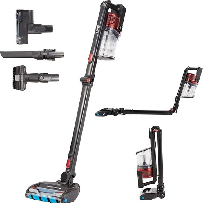 Shark IZ300UKT Cordless Stick Vacuum Cleaner with Anti Hair Wrap DuoClean Flexible Wand and Pet Tool Black and Red