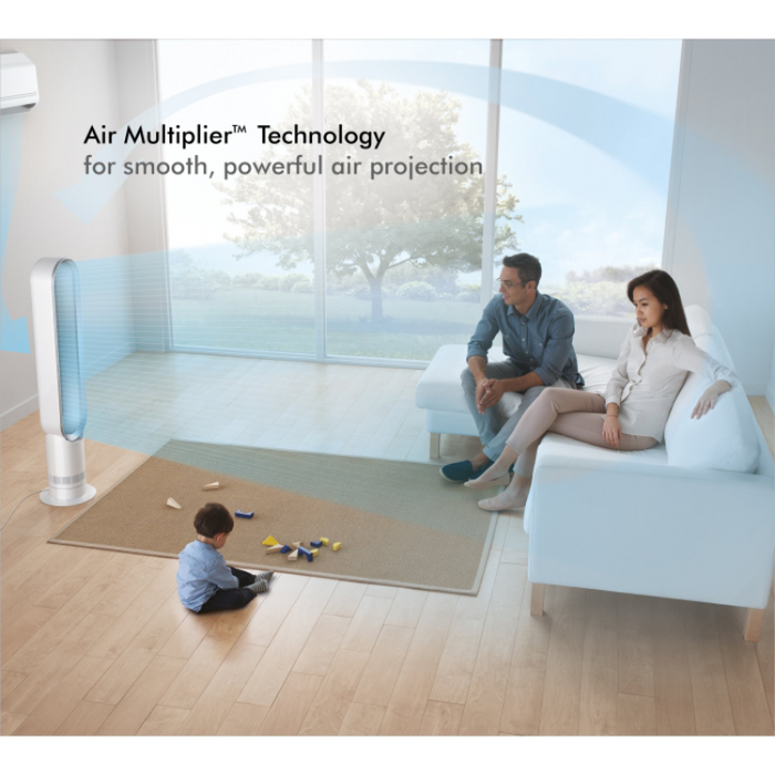 Dyson Cool™ AM07 Quiet Air Multiplier tower fan 10 Speed Settings - White/Silver