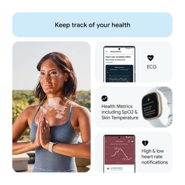 Fitbit Sense 2 Smart Watch – Blue Mist & Soft Gold Stress, Sleep & Fitness Tracker with GPS