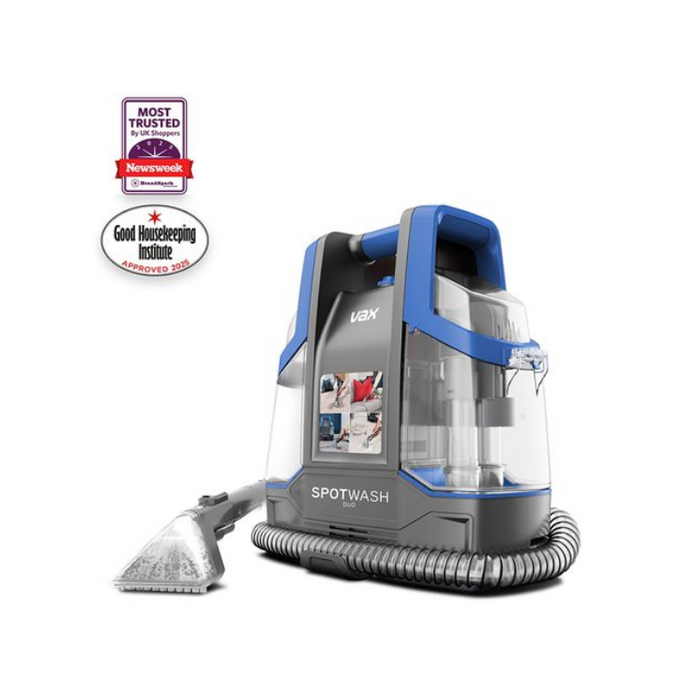 VAX SpotWash Duo CDCW-CSXA Portable Carpet & Upholstery Cleaner – Blue & Grey, 380W, 1.6L Tank, Self-Clean Function