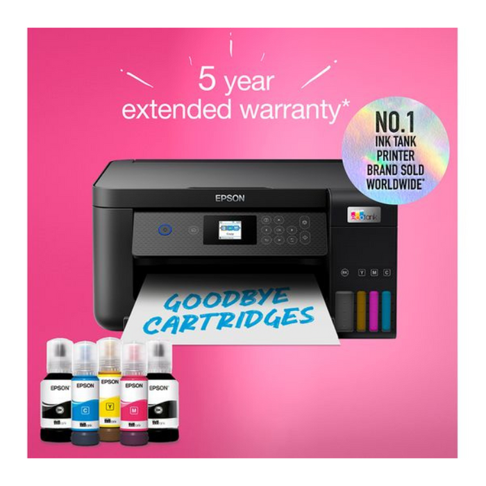 Epson EcoTank ET-2850 All-in-One Wireless Inkjet Printer Cartridge-Free Colour & Mono Printing WiFi & Apple AirPrint Automatic 2-Sided Printing Up to 14,000 Pages Black / 6,000 Pages Colour