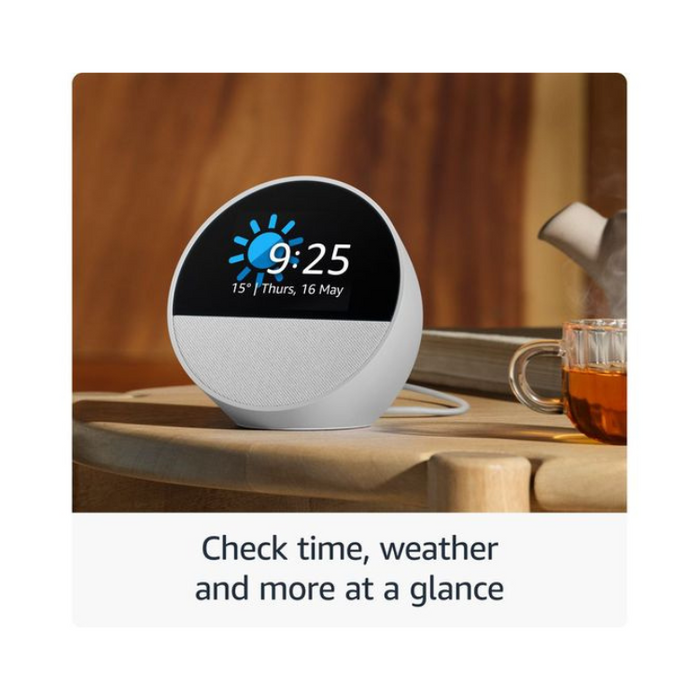 Amazon Echo Spot Smart Alarm Clock with Alexa Smart Display, Music & Home Control – Black