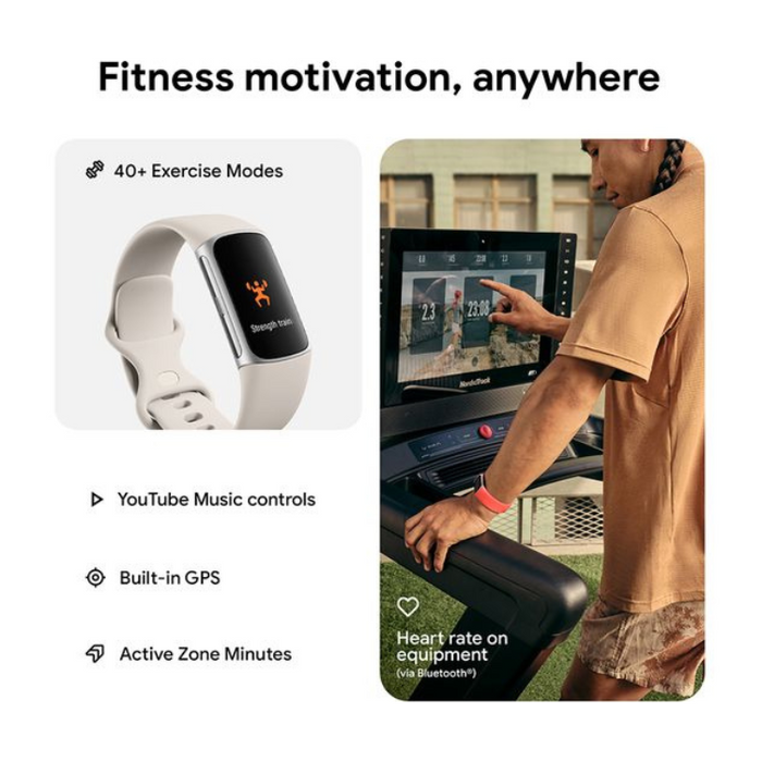 Fitbit Charge 6 Fitness Tracker – Porcelain  7-Day Battery, Heart & Sleep Tracking