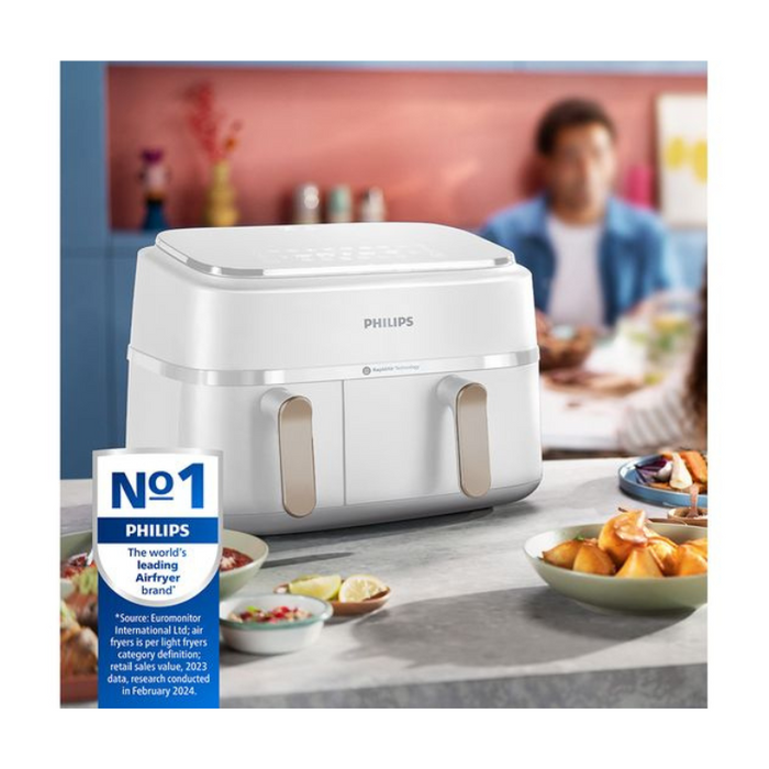 PHILIPS 3000 Series NA353/19 9L Dual Basket Air Fryer - White