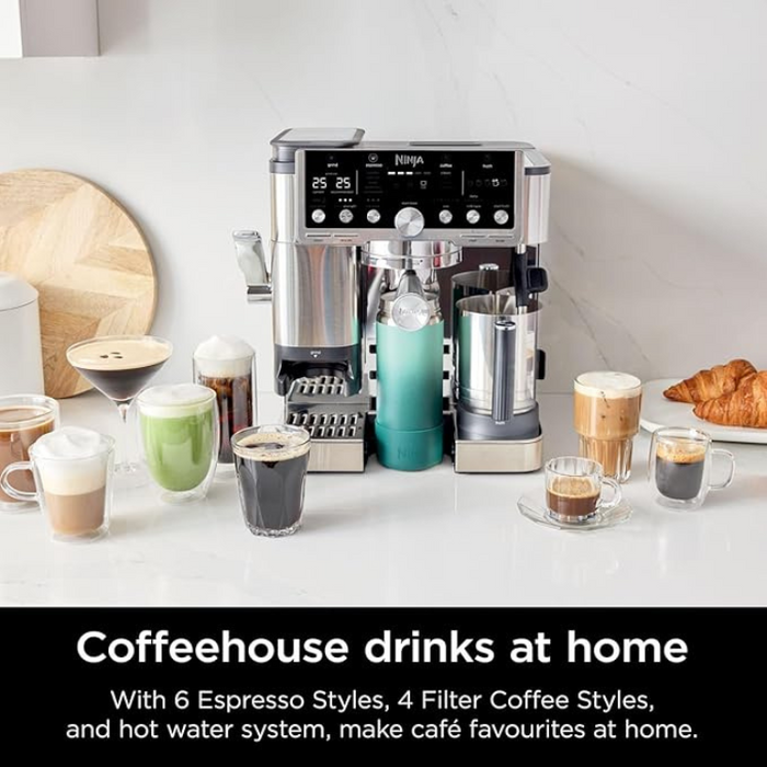 Ninja Luxe Café Pro Series ES701UK – 3-in-1 Coffee Machine with Built-In Grinder, Milk Frother & Tamper, 25 Grind Settings, 5 Froth Presets, Espresso, Latte, Cappuccino & Cold Brew Maker – Silver