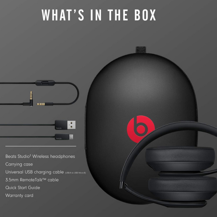 Beats Studio3 Wireless Noise Cancelling Over-Ear Headphones Apple W1 Headphone Chip, Class 1 Bluetooth