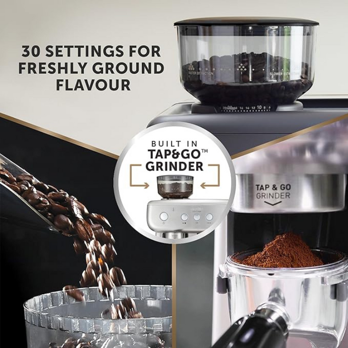 Breville Barista Max Espresso Coffee Machine VCF126 with Integrated Burr Grinder 15 Bar Pump 2.8L Water Tank and Milk Frother