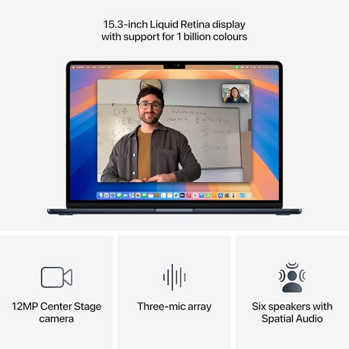 Apple 2025 MacBook Air 15-inch Laptop with M4 Chip – 16GB Unified Memory, Liquid Retina Display, Touch ID – Midnight