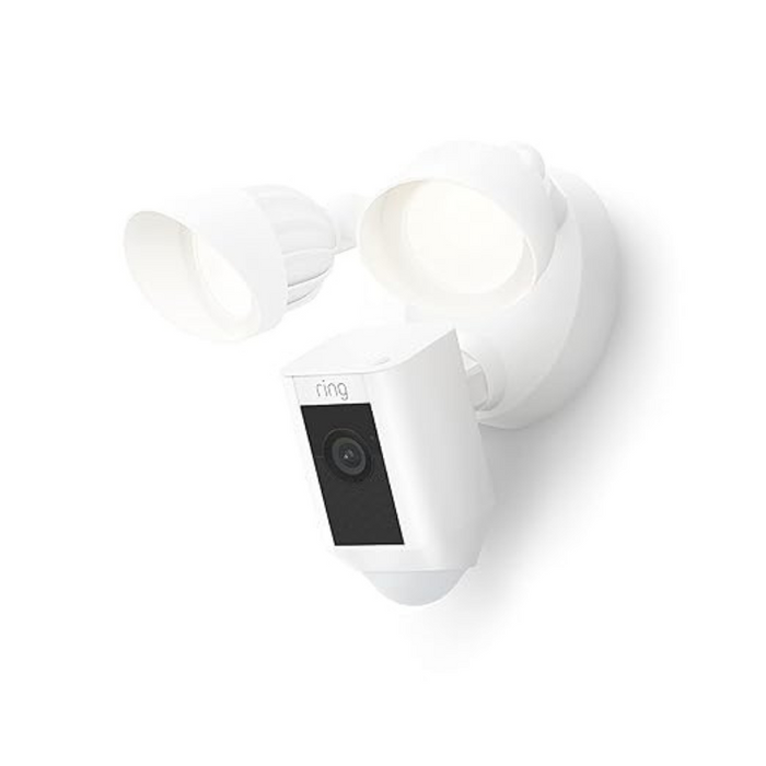 Ring Floodlight Cam Wired Plus – 1080p HD Outdoor Security Camera with Motion-Activated Floodlights, Siren & Two-Way Talk – White (2021 Release)