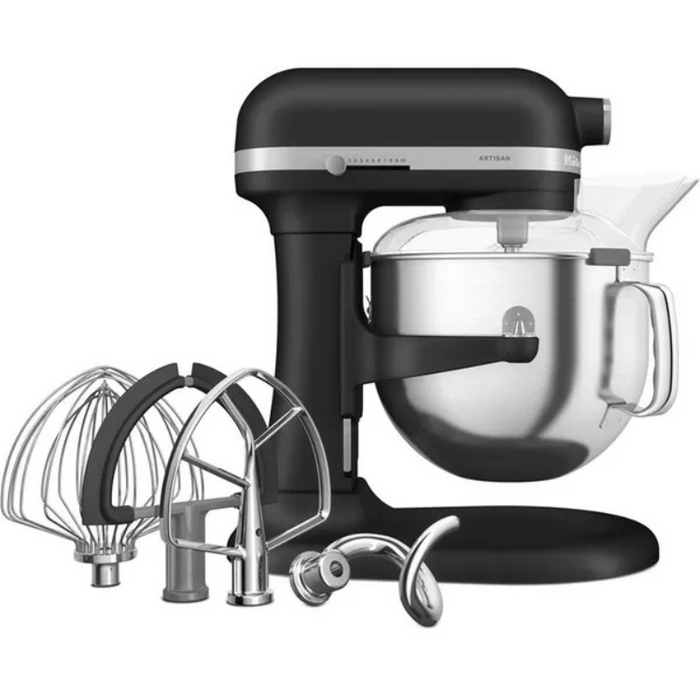 KitchenAid Artisan 5KSM70SHXBBK Stand Mixer – 6.6L Bowl-Lift, 375W Motor, 11 Speeds, Cast Iron Black