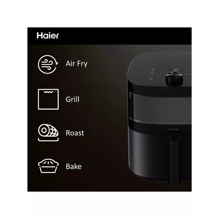 Haier Series 5 HAF5TW 7L 9-in-1 Digital Air Fryer with Accessories, LED Glass Window & Large Capacity – Black