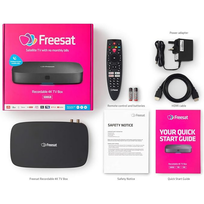 FREESAT UHD-4X Smart 4K Ultra HD Digital TV Recorder – 500 GB / 1 TB / 2 TB Storage Options