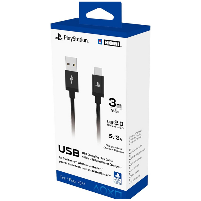Hori DualSense Charging Cable for PlayStation® 5 – 3m Braided USB-C to USB-A (Official Sony Licensed)