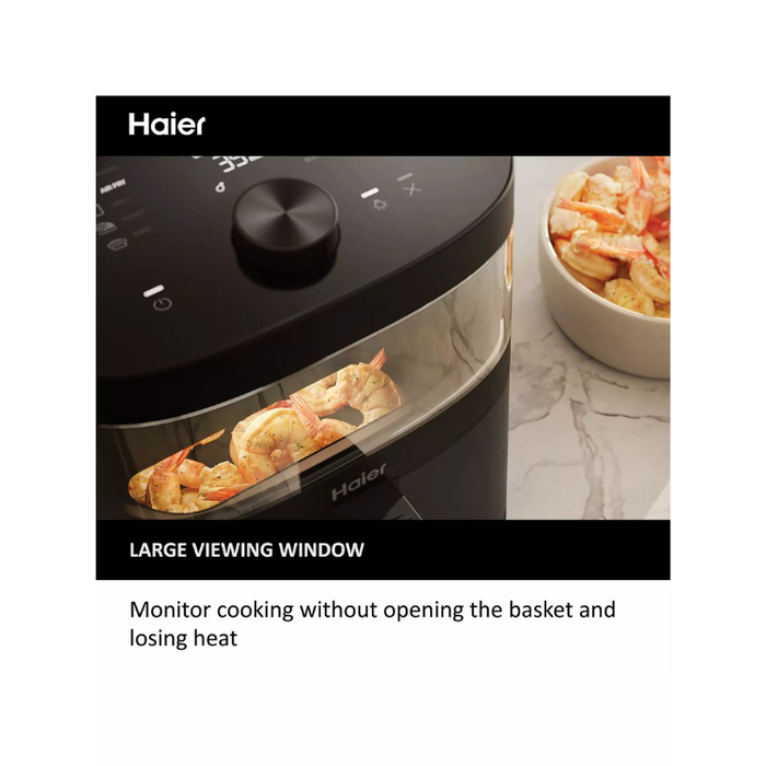 Haier Series 5 HAF5TW 7L 9-in-1 Digital Air Fryer with Accessories, LED Glass Window & Large Capacity – Black