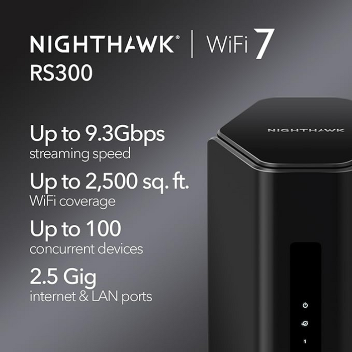 NETGEAR Nighthawk WiFi 7 Tri-Band Router Gaming Router BE9300 WiFi Speed up to 9.3 Gbps